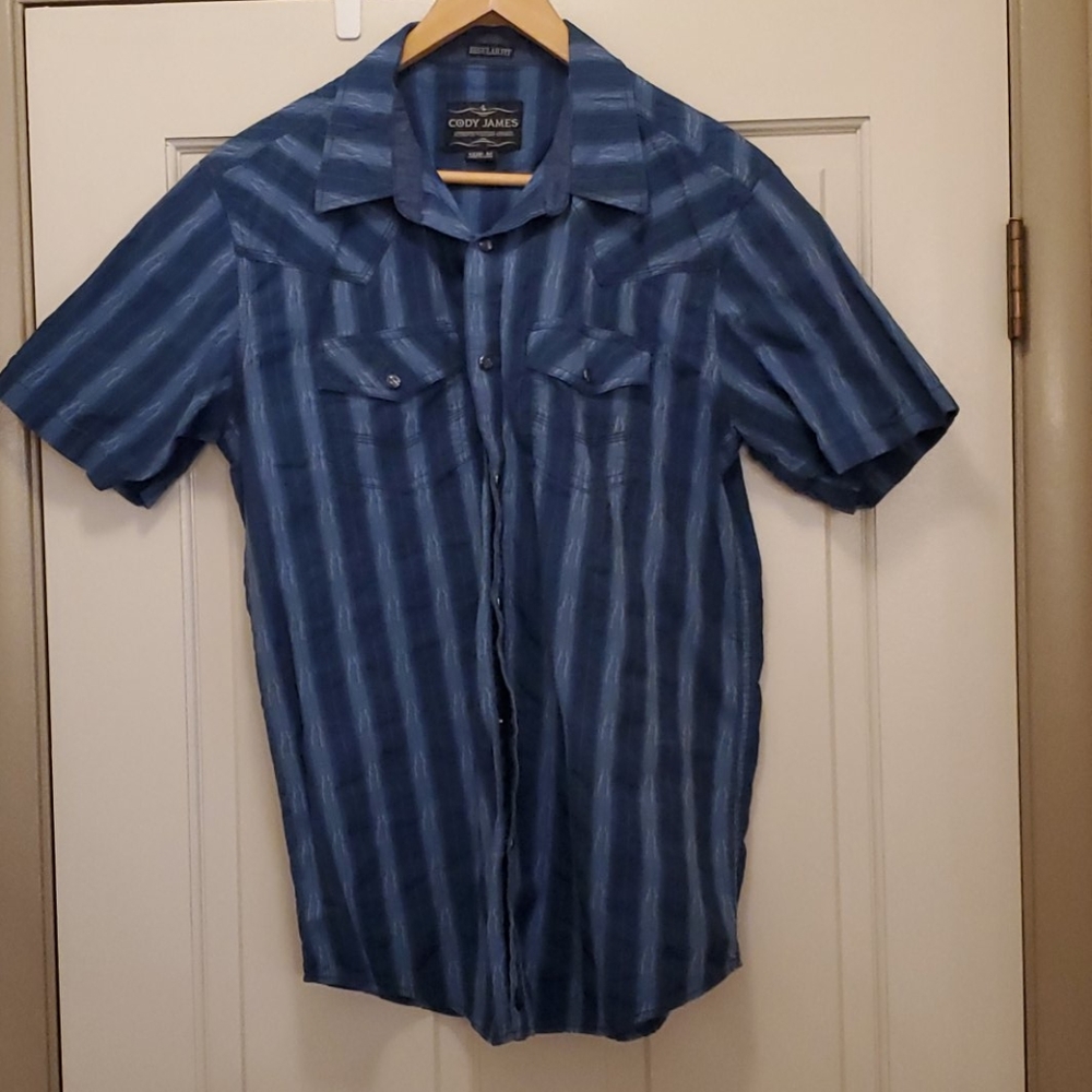 Cody James Western Cowboy short sleeve shirt blue